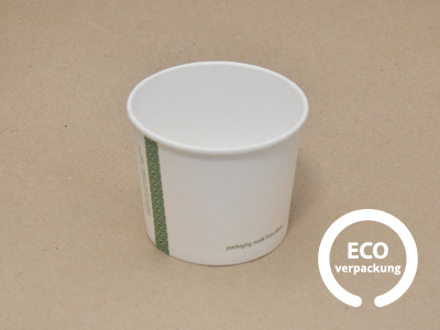 Bio Papierschale für Suppe kompostierbar 500 ml (16 oz), Deckel erhältlich