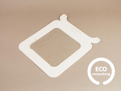 Klebedeckel Nr. 4 aus Biopapier mit PLA-Fenster für Gourmetboxen Nr. 4 (650 – 1000 ml)