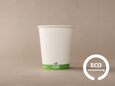 Bio-Papierbecher für heiße Getränke weiß ECO CUP 200 ml (8 oz)
