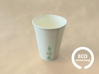 Bio Papierbecher für heiße Getränke weiß ECO CUP 300 ml (12 oz)
