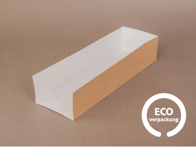 Baguetteverpackung aus Biopapier braun geöffnet 250 x 80 x 50 mm