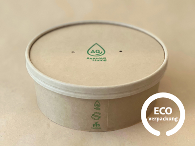 Bio Papierschale kraft 1300 ml, Deckel erhältlich