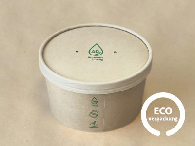 Bio Papierschale kraft 1000 ml, Deckel erhältlich