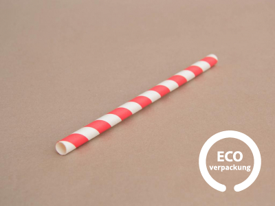 Bio Papier Trinkhalm Rot 21cm Ø 1cm