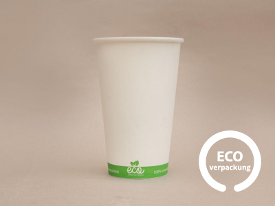 Bio Papierbecher für heiße Getränke weiß ECO CUP 400 ml (16 oz)