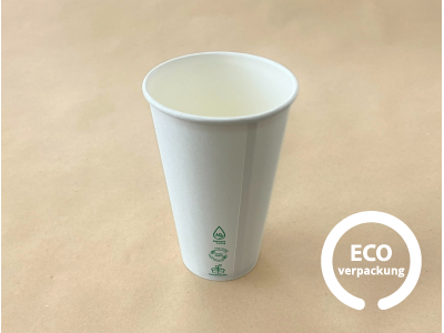 Bio Papierbecher für heiße Getränke weiß ECO CUP 400 ml (16 oz)