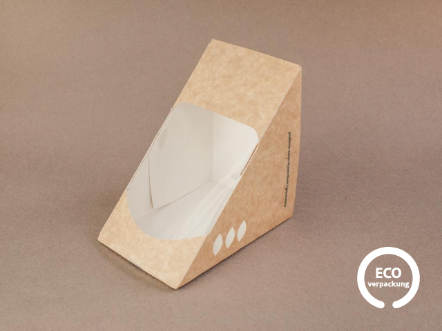 Bio-Papierbox für Sandwich mit PLA-Fenster 85 mm