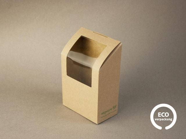 Bio-Verpackung für Wrap und Tortilla PLA-Fenster braun 90 x 50 x 90/121mm