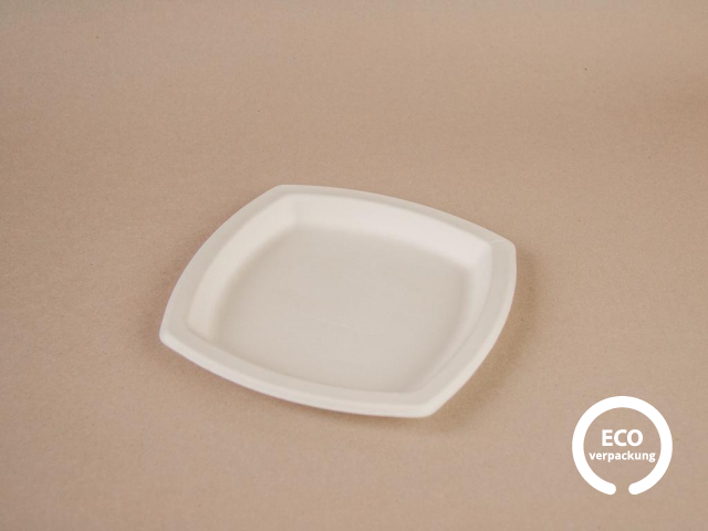 Teller aus Zuckerrohr quadratisch 17 x 17 cm