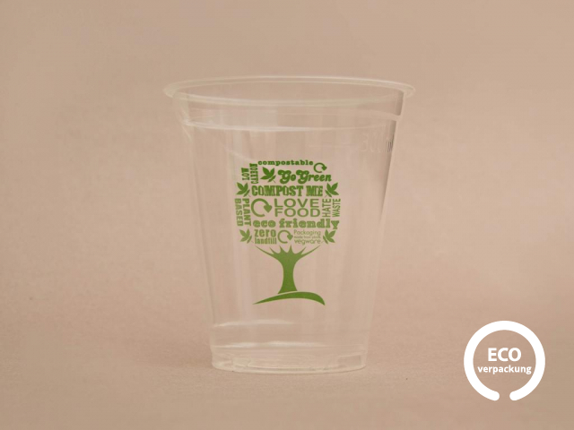 Bio PLA Becher für kalte Getränke GREEN TREE 400 ml (16 oz)