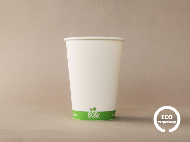 Bio Papierbecher für heiße Getränke weiß ECO CUP 300 ml (12 oz)
