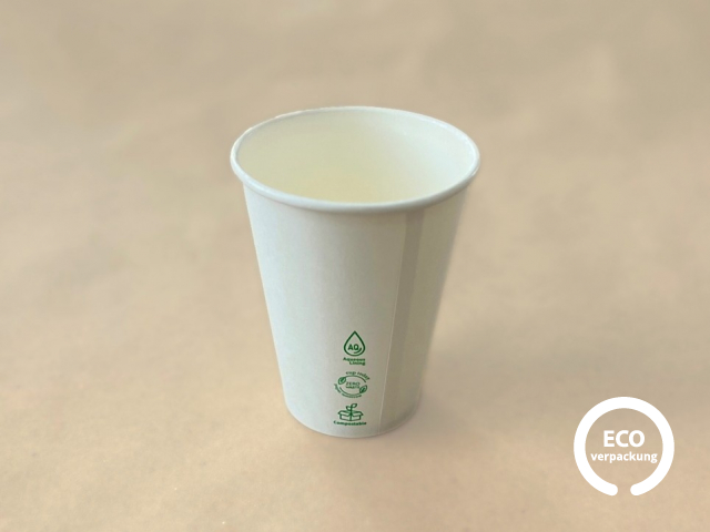 Bio Papierbecher für heiße Getränke weiß ECO CUP 300 ml (12 oz)