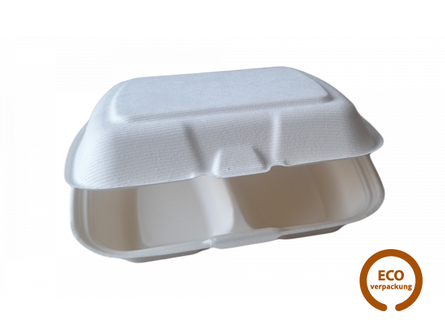 Menübox aus Zuckerrohr zweigeteilt 1000 ml
