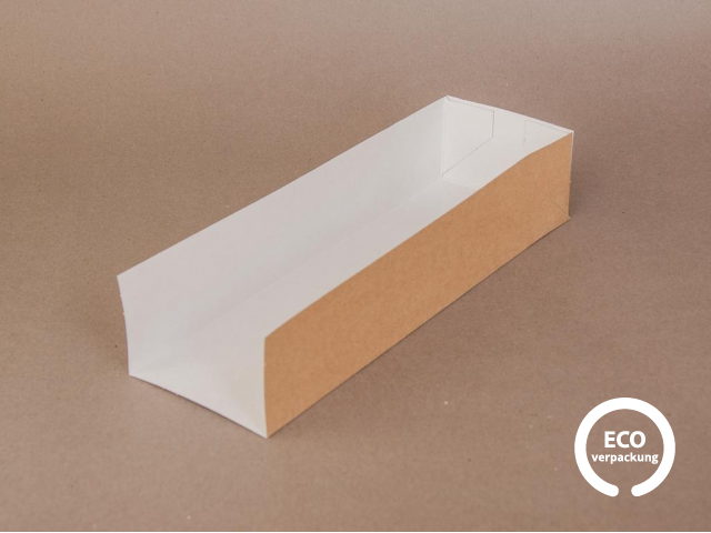 Baguetteverpackung aus Biopapier braun geöffnet 250 x 80 x 50 mm