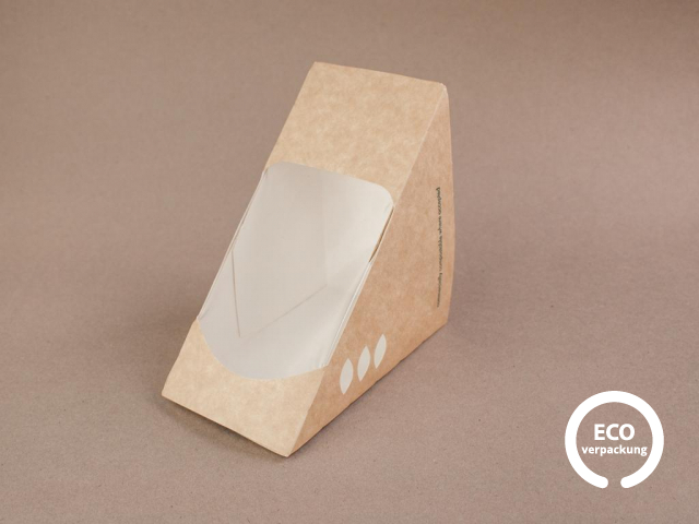 Bio-Papierbox für Sandwich mit PLA-Fenster 75 mm