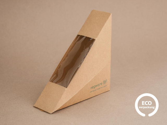Bio-Papierbox für Sandwich mit PLA-Fenster 38 mm