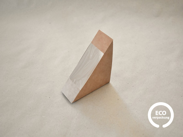 Bio-Papierbox für Sandwich mit PLA-Fenster 52 mm