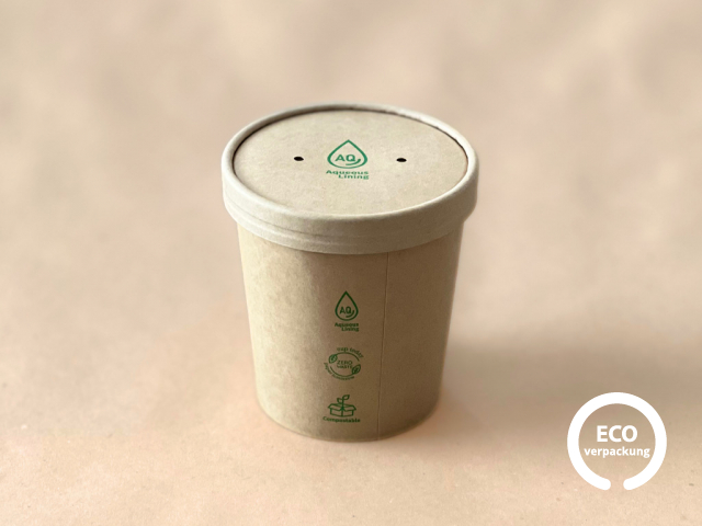 Bio-Papierschale für Suppe kompostierbar 450 ml (16 oz), Deckel erhältich