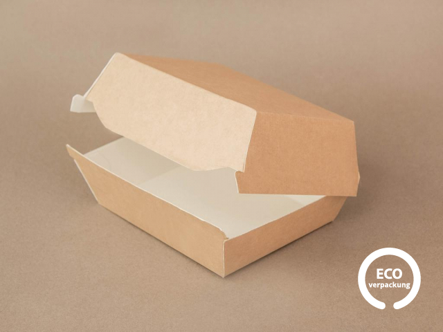 Bio Papierschachtel für Hamburger braun 105/105 x 70 mm