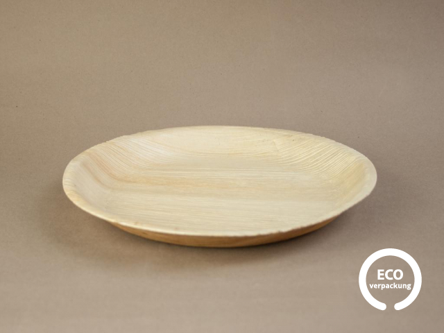 Teller aus Palmblättern rund 25,5 cm/10" RIBLESS ↨ 2,5 cm
