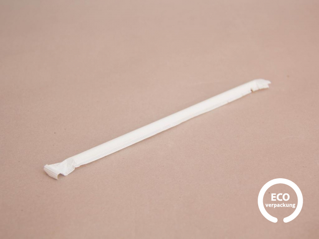 Bio Papier Trinkhalm einzelgepackt weiss 19,5 cm Ø 0,5cm
