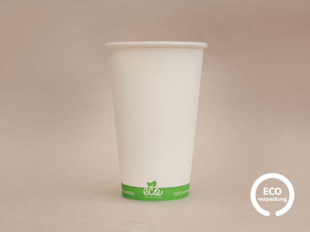 Bio Papierbecher für heiße Getränke weiß ECO CUP 400 ml (16 oz)