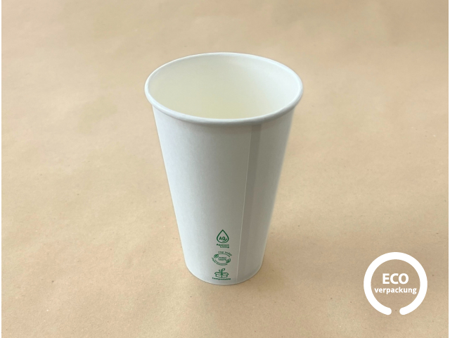 Bio Papierbecher für heiße Getränke weiß ECO CUP 400 ml (16 oz)