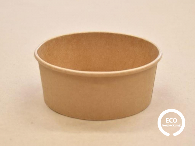 Bio Papierschale kraft mit PE Oberfläche 750 ml, Deckel erhältlich
