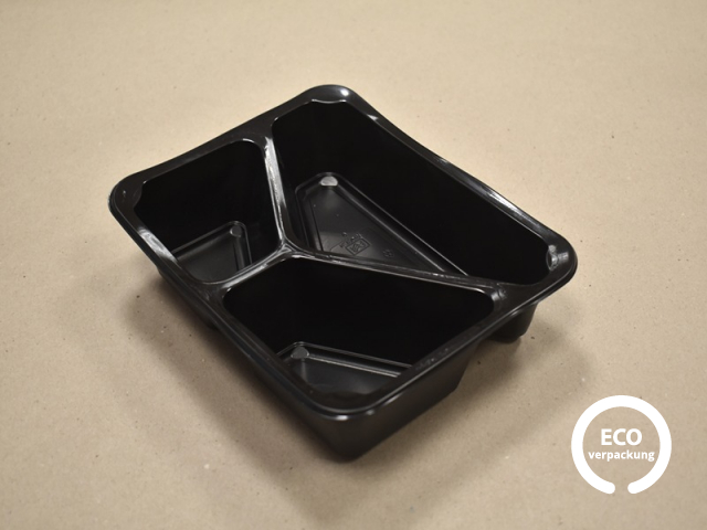 Plastikschüssel dreiteilig zur Siegelmaschine schwarz 227 x 178 x 50 mm